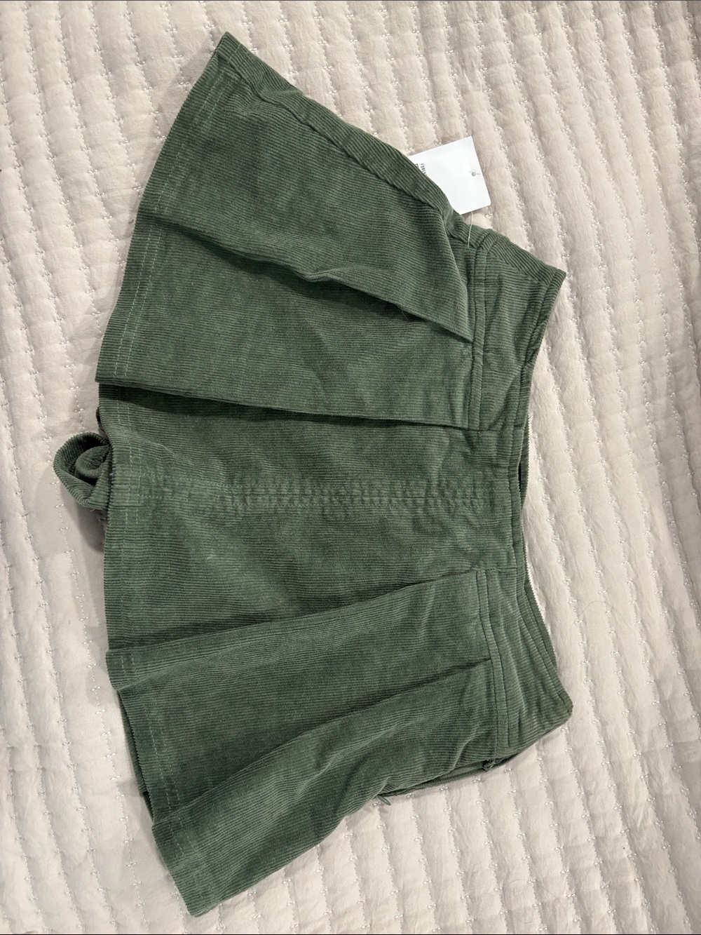 Women's Olive Green Corduroy Pleated skort